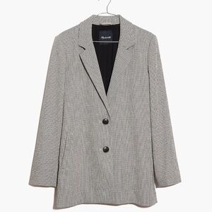 NWT Madewell Small Boxy Oversized Small Check 2 Button Black Blazer Coat